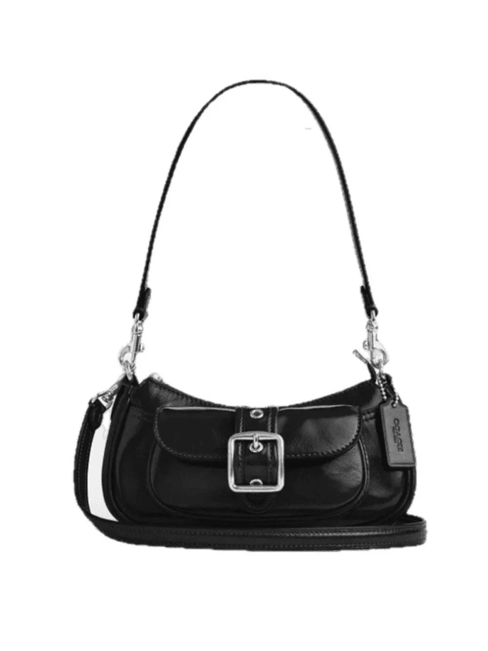 COACH Mini Ashton Leather Shoulder Bag in Black Glazed Leather, New with Tags